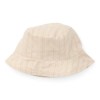 Beige gestreept linnen zonnehoedje - Reversible hoedje sand stripes 